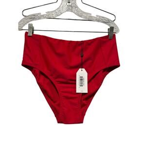 Universal Standard Bright Red High Waist Bikini Bottom XS NWT Swim 0X